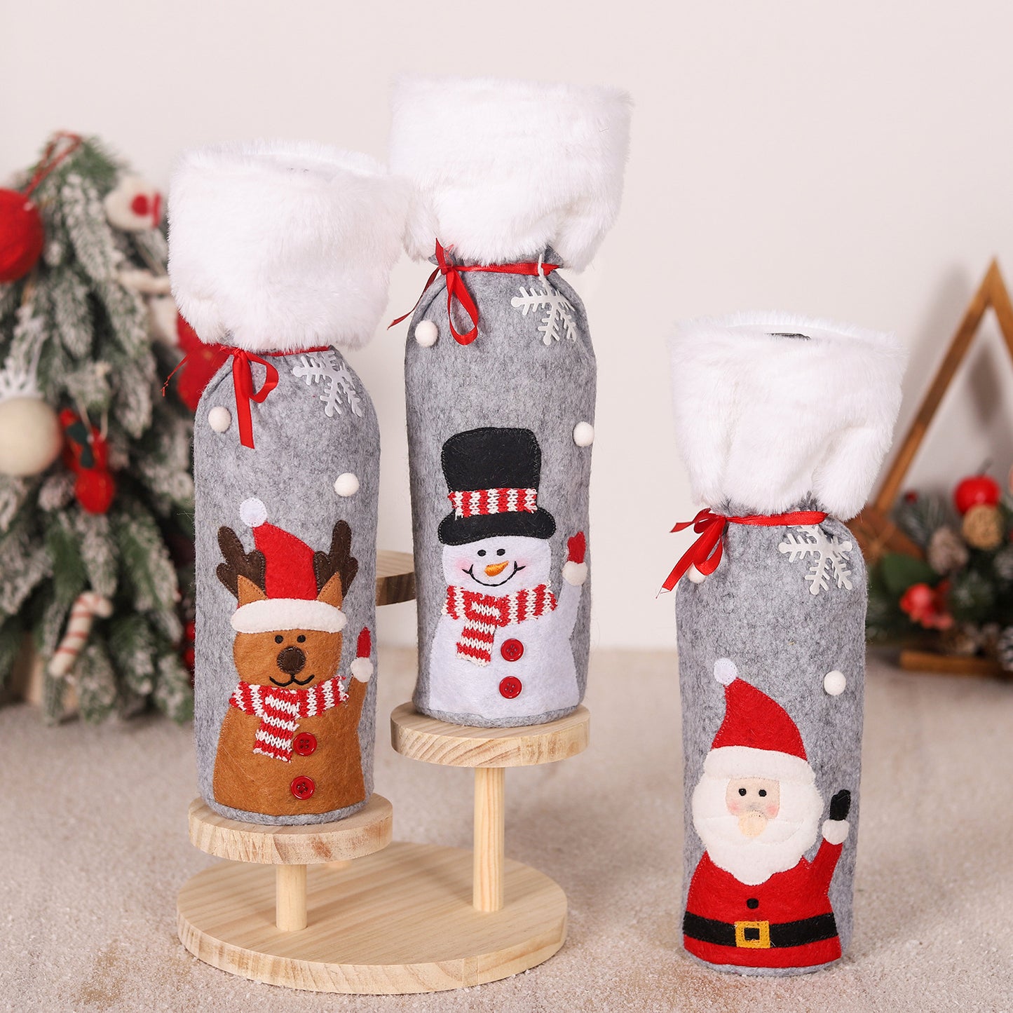 Christmas supplies red wine bottle covers elderly snowmen elk red wine bags household items