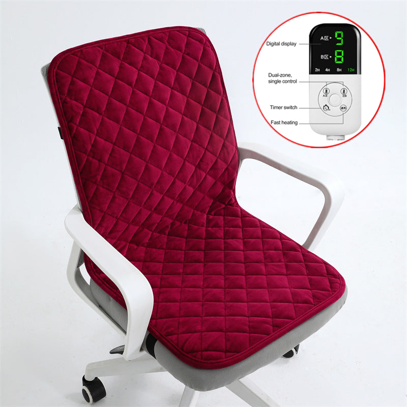 Heated Seat Cushion, 220V Electric Mat, Office Chair Warmer, Smart Timer, Integrated Backrest