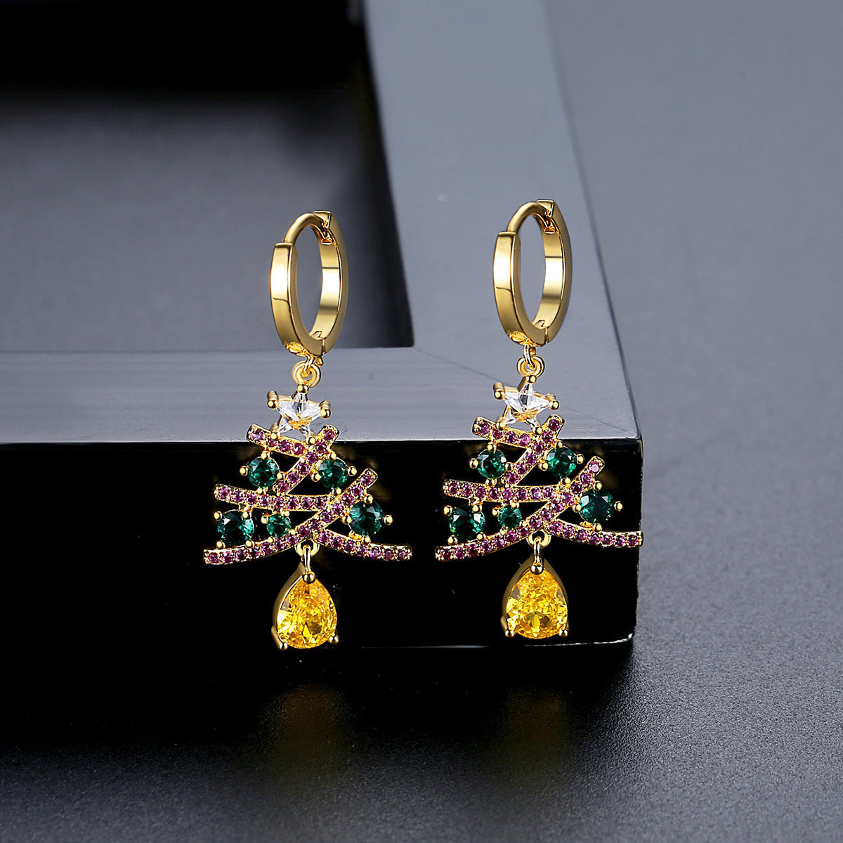 European and American Christmas Series Christmas Tree Zircon Earrings Christmas Earrings