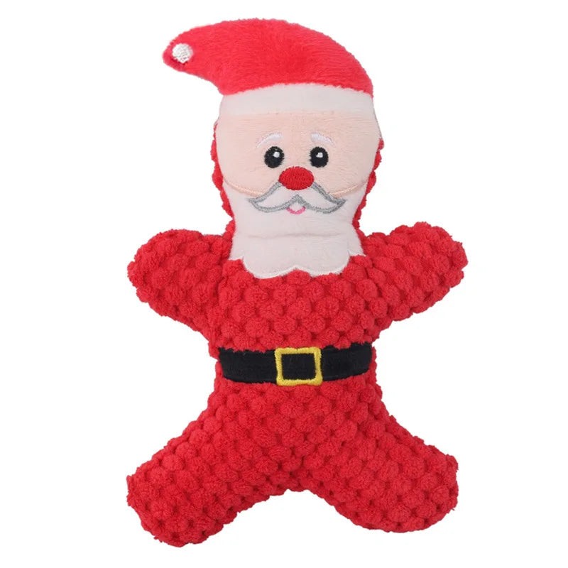 Xmas Pet Dog Plush Noise Chewing Toy Santa Elk Gingerbread Man Donut Cat Dog Christmas Series Cartoon Dog Toy Plush Squeak Toy
