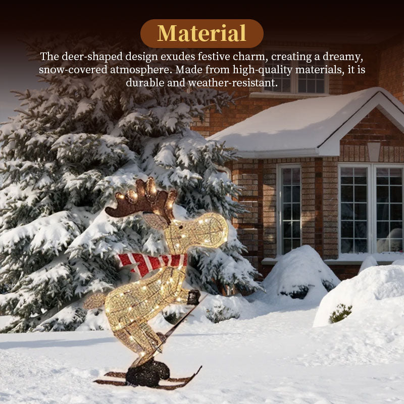 Lighted Skiing Reindeer Ornament with LED for Christmas Lawn & Tree
